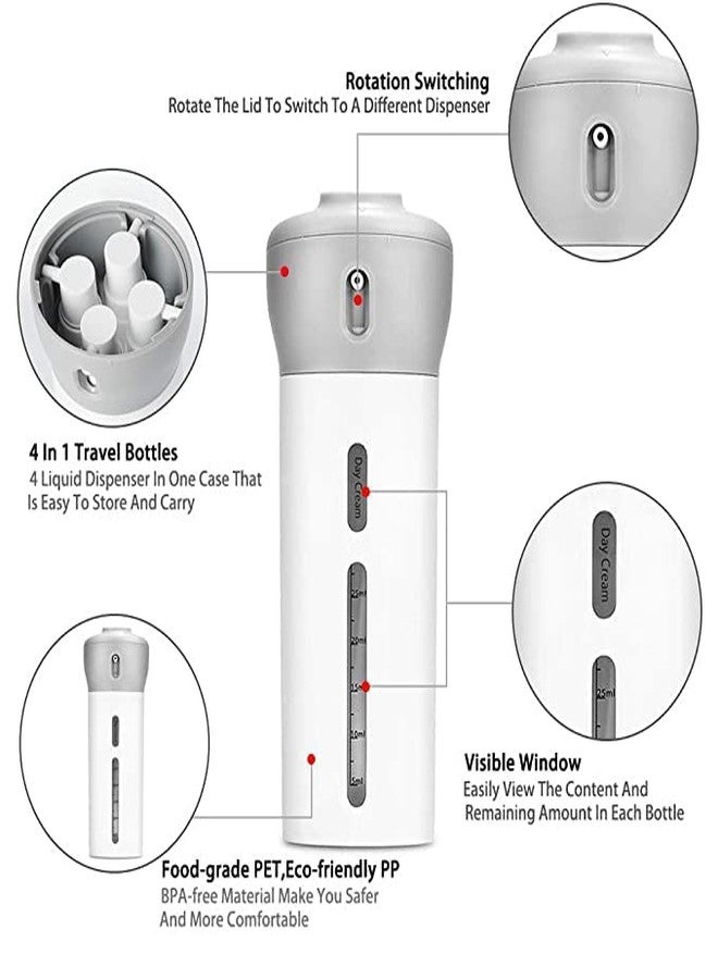 PUNZONE مجموعة زجاجات موزع السفر PUNZONE 4 في 1، عبوة للشامبو والبلسم واللوشن السائل ومعقم اليدين - متعددة الألوان (عبوة من قطعة واحدة) - Image 2